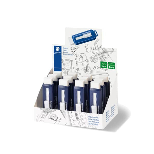 12 x Staedtler Radierer Kunststoff 26x22x86mm mit Schiebehülle sortier