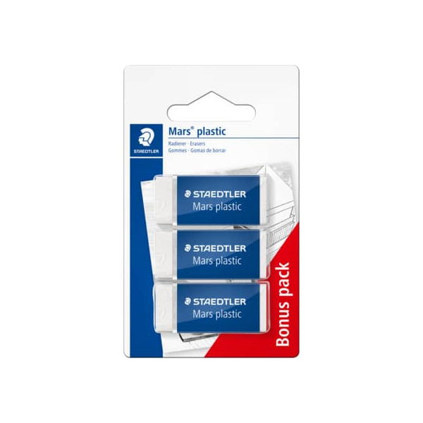 10 x Staedtler Radierer Mars plastic PVC 49x19x13mm weiß VE=3 Stück