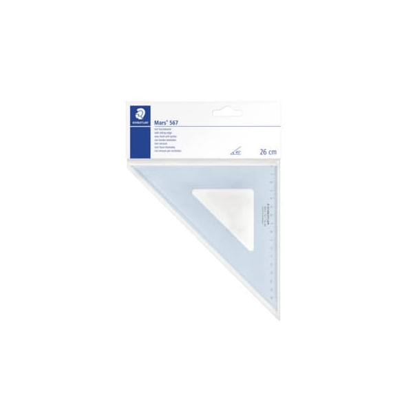 10 x Staedtler Zeichendreieck 26cm 45/45 Gr. transparent/blau