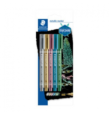 Lackmarker 8323-S BK5, Packung, metallic/ -blau/ -gr&uuml;n/ -rot/ silber/ gold, 1-2mm Rundspitze