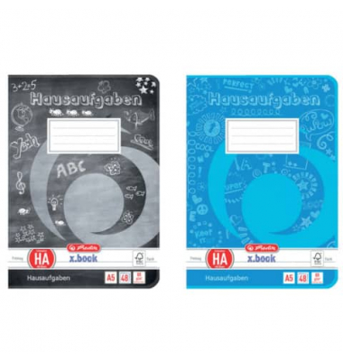 Hausaufgabenheft 201509 x.book, - / liniert, A5, 80g, farbig sortiert, 48 Blatt / 96 Seiten