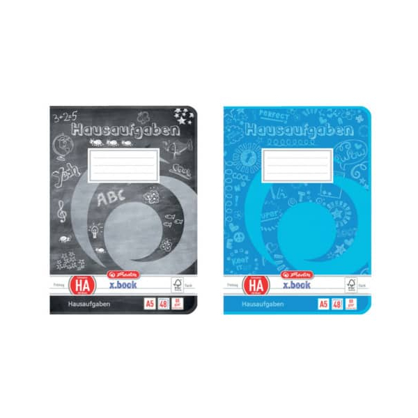 4 Stück Herlitz Hausaufgabenheft 201509 x.book / liniert / keine, A5, 80g, farbig sortiert, 48 Blatt / 96 Seiten 4008110201504 Herlitz