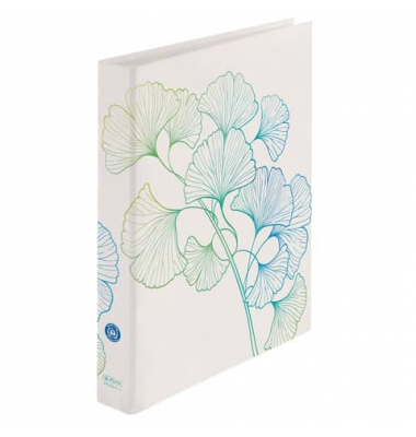 Ringbuch GreenLine Ginkgobl&auml;tter 50033423, A4 2 Ringe 30mm Ring-&Oslash; Karton beige/Blau/Gr&uuml;n