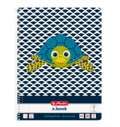 Collegeblock 50039203 Cute Animals, Schildkröte, Lineatur 28 / kariert mit Rand innen/außen, A4, 70g, schwarz, 80 Blatt