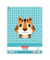 Collegeblock 50039234 Cute Animals, Tiger, Lineatur 27 / liniert mit Rand innen/außen, A4, 70g, blau, 80 Blatt