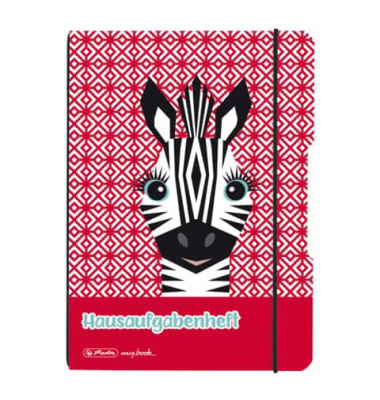 Hausaufgabenheft 50039845 Aufgabenheft Cute Animals - Zebra, Hausaufgaben / punktiert, A5, 80g, Motiv, 48 Blatt / 96 Seiten