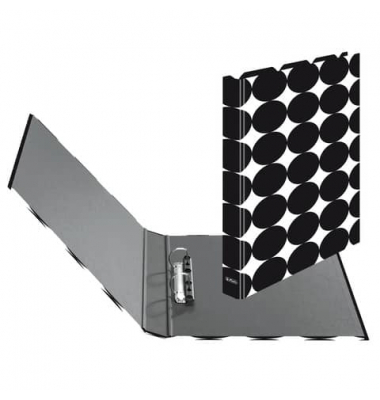 Ringbuch Just Black schwarze Kreise auf weißen Untergrund 50040094, A4 2 Ringe 30mm Ring-Ø Pappe weiß/schwarz