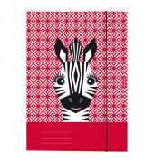 Gummizugmappe Cute Animals 50040353, A4 Zebra Karton 350g, mit 3 Einschlagklappen