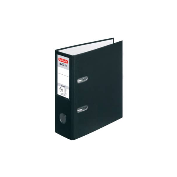 10 Stück Herlitz Ordner maX.file protect 10842300, A5 80mm breit PP vollfarbig schwarz 4008110313788 Herlitz