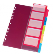 Kunststoffregister Register 10913689, 1 bis 5, A4, farbige Taben, 5-teilig