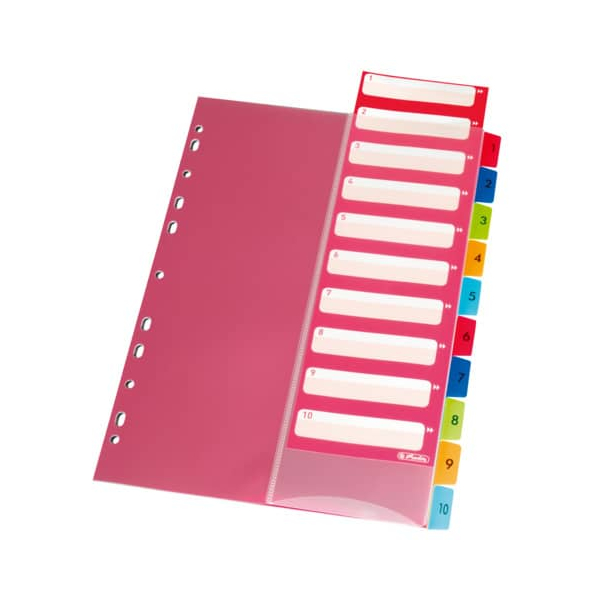 25 Stück Herlitz Kunststoffregister Register 10913929, 1 bis 10, A4, 0,18 mm, farbige Taben, 10-teilig 4008110344935 Herlitz