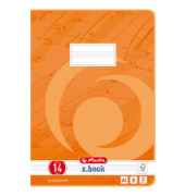 Notenheft 3324407 x.book, Lineatur 14 / Notenlinien, A4, 80g, orange, 8 Blatt / 16 Seiten