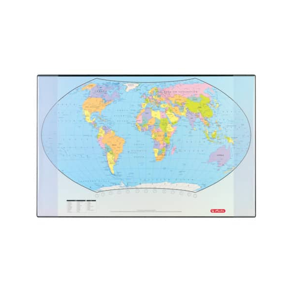 4008115552205 - Schreibunterlage 5552203 glasklar transparent Weltkarte Politisch 68x44cm 4008115552205 Herlitz