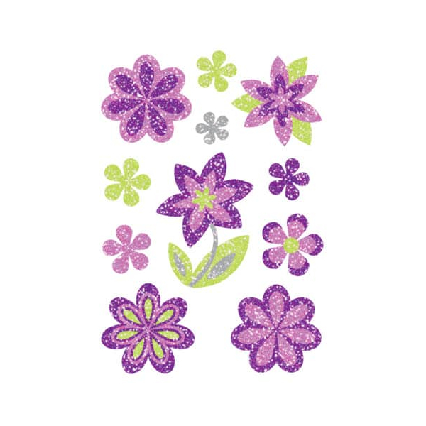 10 x HERMA Schmucketikett Magic Blumen Diamond Glittery Folie