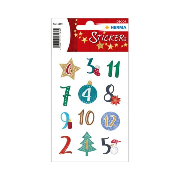 10 Stück Herma Weihnachtsetikett Adventkalender Zahlen 1-24 4008705151894 Herma 24 Stück