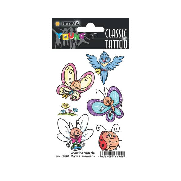 10 x HERMA Schmucketiketten Classic Tattoo YoungLine Butterflies & Fri