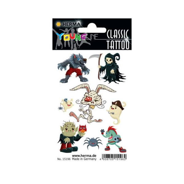 10 x HERMA Schmucketiketten Classic Tattoo YoungLine Zombies