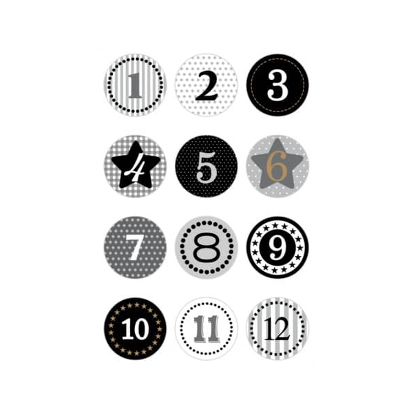 10 Stück Herma 15255 Sticker DECOR Adventskalendersticker 1-24 - schwarz, Goldprägung 4008705152556 Herma 24 Stück
