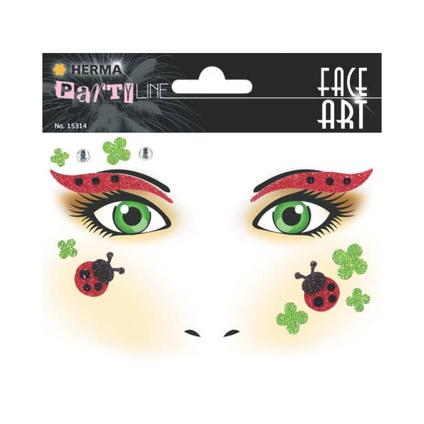 5 x HERMA Schmucketiketten Face Art Sticker Marienkäfer Art Decor