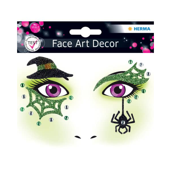 5 x HERMA Schmucketiketten Face Art Sticker Hexe Art