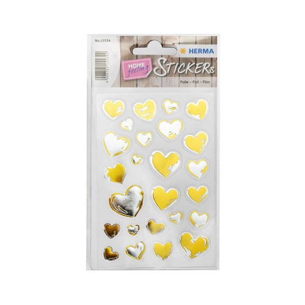 10 Stück Herma Sticker Herzen goldsilber 4008705155342 Herma 38 Stück