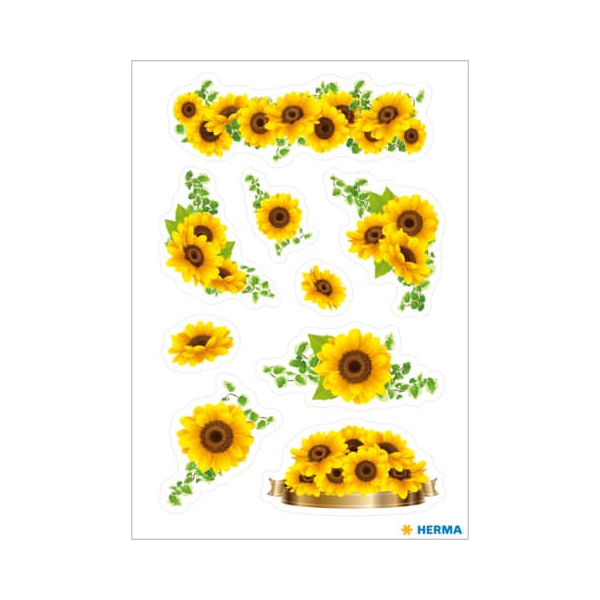10 Stück Herma Schmucketikett Decor Sonnenblumen 4008705156967 Herma 27 Stück