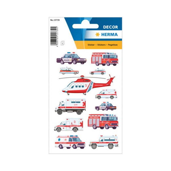 10 Stück Herma Schmucketikett Blaulicht Fahrzeuge 4008705157391 Herma 36 Stück
