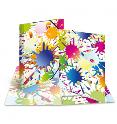 Gummizugmappe 19278, A4 bunt Karton, mit 3 Einschlagklappen