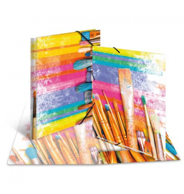 Gummizugmappe 19284, A4 bunt Karton, mit 3 Einschlagklappen