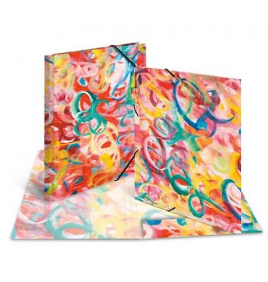 Gummizugmappe 19287, A4 bunt Karton, mit 3 Einschlagklappen