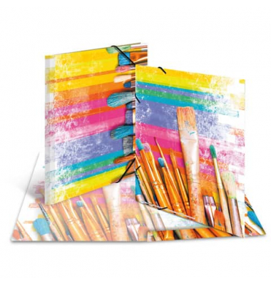 Gummizugmappe 19294, A3 bunt Karton, mit 3 Einschlagklappen