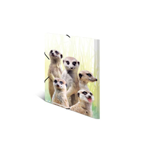 4008705199711 - HERMA Eckspannermappe Exotische Tiere A3 Erdmännchentruppe aus PP Maße (B)315 x (T)4 x (H)440 mm mit 3 Innenklappen - 1 Stück (19971)