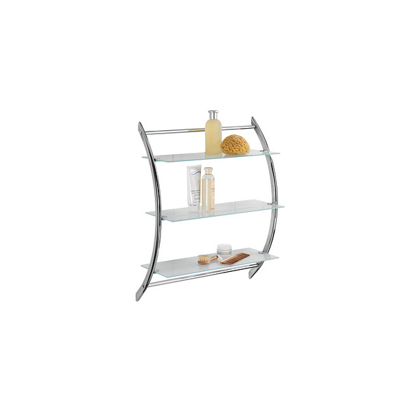 4008838158951 - Wandregal Vermont Chrom mit 3 Glasablagen Badezimmerregal Wohnregal Silber glänzend Stahl chrom Gehärtetes Glas satiniert - silber glänzend 4008838158951 - Wandregal Vermont Chrom mit 3 Glasablagen Badezimmerregal Wohnregal Silber glänzend Stahl chrom Gehärtetes Glas satiniert - silber glänzend