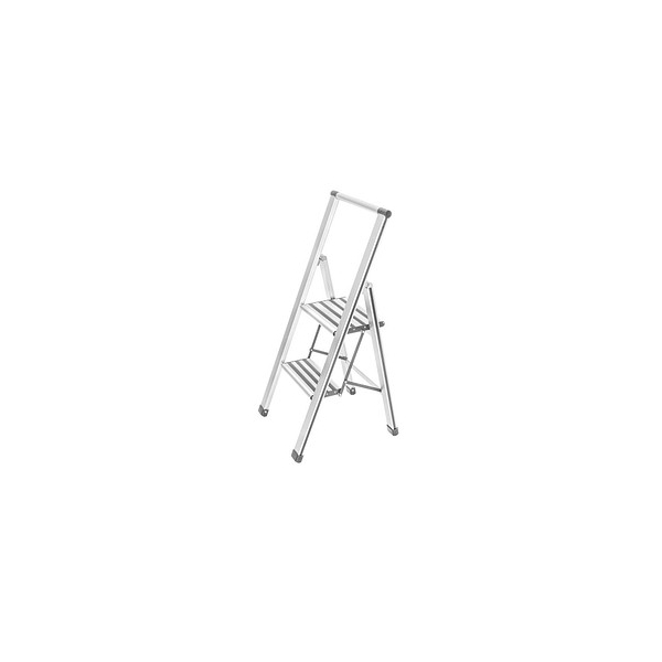4008838226186 - Alu-Design Klapptrittleiter 2-stufig Weiß rutschfeste Haushaltsleiter Sicherheits-Stehleiter Weiß Aluminium beschichtet weiß Kunststoff grau 4008838226186 - Alu-Design Klapptrittleiter 2-stufig Weiß rutschfeste Haushaltsleiter Sicherheits-Stehleiter Weiß Aluminium beschichtet weiß Kunststoff grau