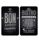 Herdabdeckplatten Bon Appetit schwarz, grau