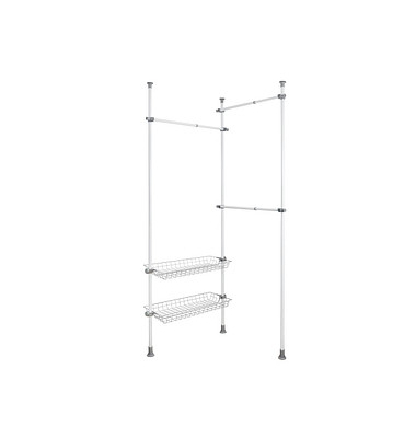 WENKO Teleskop-Garderobe Herkules Duo 50611100 grau Metall 164,0 - 215,0 x 165,0 - 300,0 cm