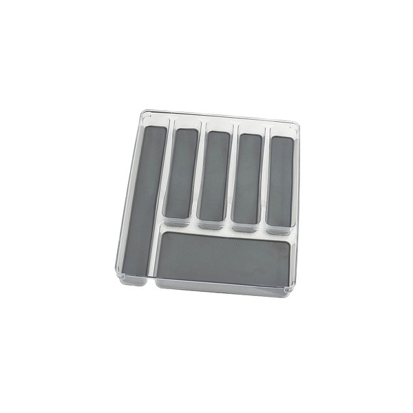 4008838279250 - Besteckkasten WENKO Schubladeneinsätze grau (kasten transparent boden grau) Besteckeinsatz Zubehör für Küchenschränke 6 Fächer Kunststoff 4008838279250 - Besteckkasten WENKO Schubladeneinsätze grau (kasten transparent boden grau) Besteckeinsatz Zubehör für Küchenschränke 6 Fächer Kunststoff