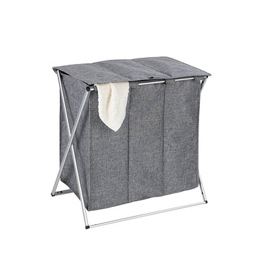 WENKO Wäschesortierer Trio Top grau