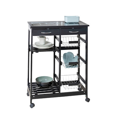 WENKO Servierwagen Bon Appetit schwarz 67,0 x 35,0 x 86,5 cm