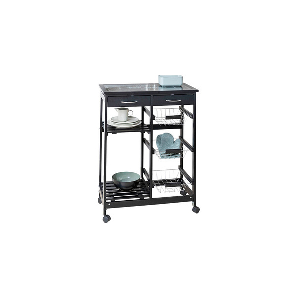 4008838301579 - Servierwagen WENKO Bon Appetit Rollwagen Gr B H 67 cm x 865 cm schwarz (gestell schwarz körbe silberfarben glänzend rollen schwarz) Küchenaccessoires obere Ablage mit dekorativem Glasbild 4008838301579 - Servierwagen WENKO Bon Appetit Rollwagen Gr B H 67 cm x 865 cm schwarz (gestell schwarz körbe silberfarben glänzend rollen schwarz) Küchenaccessoires obere Ablage mit dekorativem Glasbild