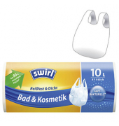 Tragegriff-Müllbeutel 4341 Bad & Kosmetik, weiß, 10 Liter, mit Griff, reißfest