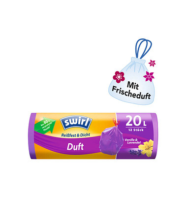 Müllbeutel 7240 Duft, lila, 20 Liter, mit Zugband, stark