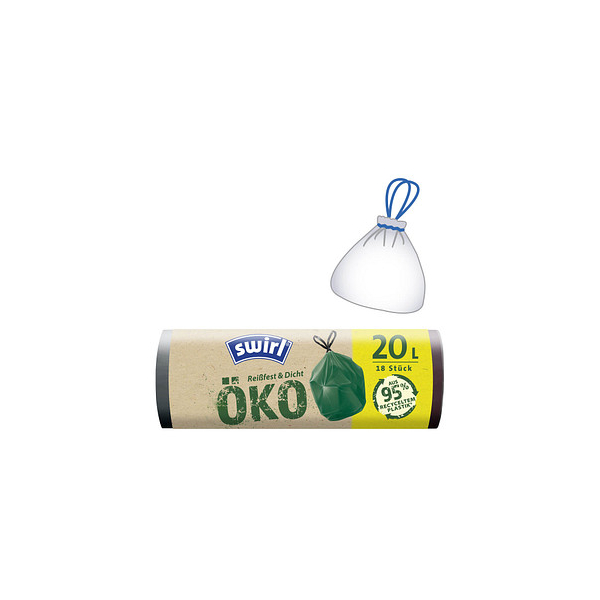 4008871217400 - Swirl® Öko Müllbeutel Reißfest 20 Liter Reißfeste und dichte Abfallbeutel aus 95% Recyclingmaterial 1 Rolle = 18 Beutel