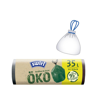 Müllbeutel 2696 Öko, grün, 35 Liter, mit Zugband, stark