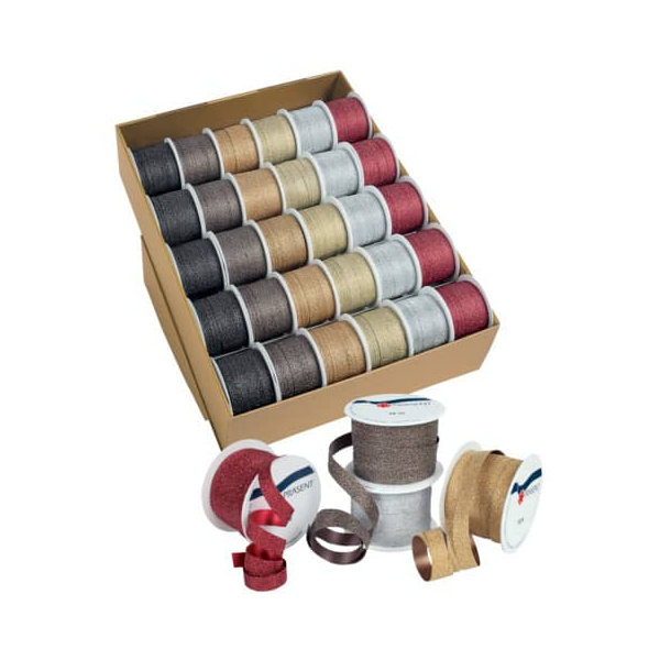30 Stück Präsent Ringelband 1376-099, Glitter, 10mm x 10m, sortiert 4009236108777 Präsent 10 Meter
