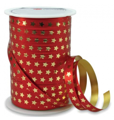 Ringelband 704 9-709, Sternchen, 10mm x 100m, rot