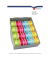 Zierband 1240-099, uni und gestreift, 12/15 und 30mm x 3m, grün,rot,blau,gelb sortiert