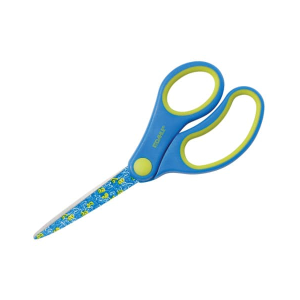 5 Stück Dahle Kinderschere Kids ABC, Spezialstahl, 14cm, blaugelb gemustert 4009729060827 Dahle