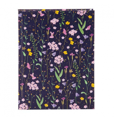 Notizbuch 64 154, Meadow Miracles, schwarz, A5, blanko, 100g, 100 Blatt / 200 Seiten