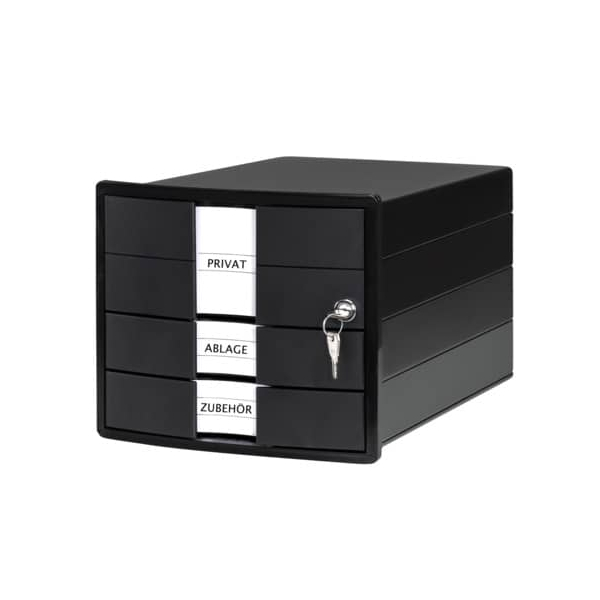 4012473100978 - Schubladenbox Impuls 20 Format A4 3 geschlossene Schübe stapelbar abschließbar schwarz